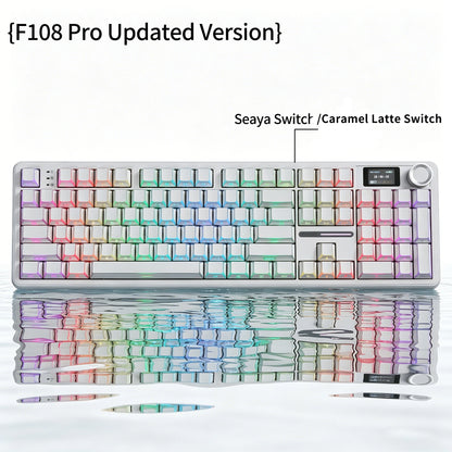 AULA F108 PRO Mechanical Keyboard Custom 100% Layout RGB Backlight Wireless Bluetooth Hifi Switch Gaming Keyboard