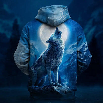Miesten Wolf-huppari 3D Fantasy pyöreäkaulainen paita juhlahuivi klubi kiristysnauha huppari syksy talvi suunnittelija