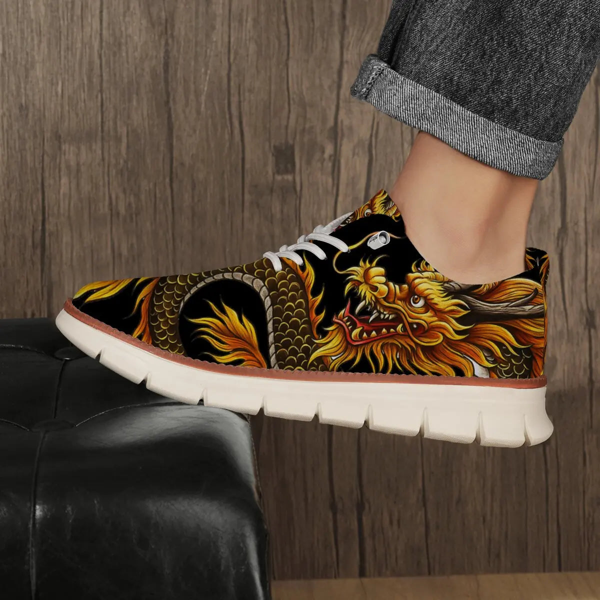 Men Casual Shoes Classic Breathable Brogue Flats Cushioning Color Blocking Design Dress Shoes Versatile Sneakers Lightweight