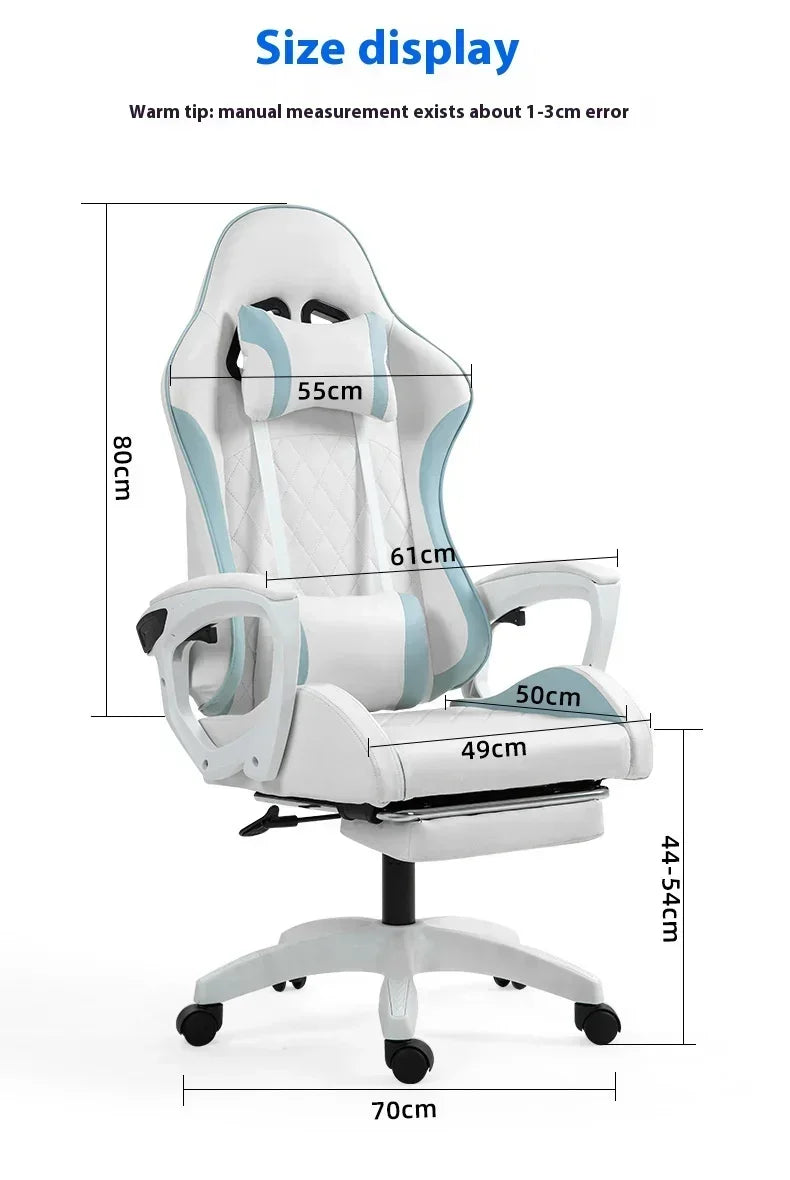 Ergonomic Racing Gaming Chair with Footrest, Reclining PU Leather Gaming Chair for Home Office, Computer Desk & Living Room