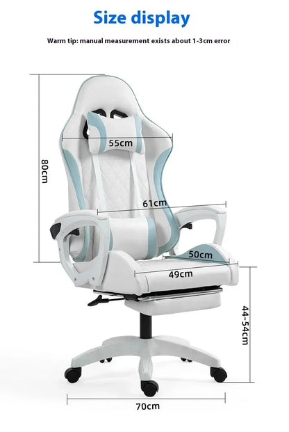 Ergonomic Racing Gaming Chair with Footrest, Reclining PU Leather Gaming Chair for Home Office, Computer Desk & Living Room