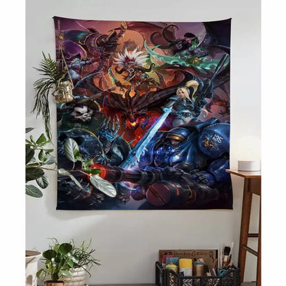 World of Warcraft Hero Colorful Tapestry Wall Hanging Hanging Tarot Hippie Wall Rugs Dorm Wall Art Decor