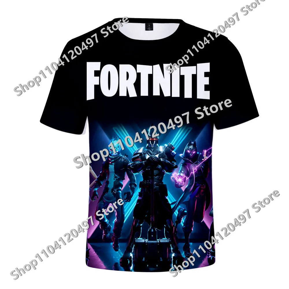 Japanese Anime Fortnite Summer T-shirt for Men and Women Battle Royale Short-Sleeved Casual Comfortable Loose Harajuku Streetwear