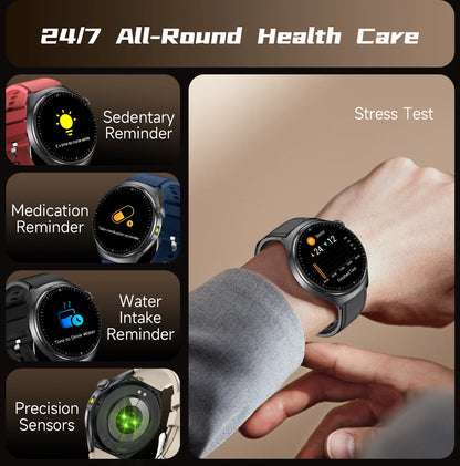 2026New AI-Diagnosis Care Smartwatch ECG+PPG Accurate Uric Acid Blood Pressure Body Fat Five organ Fitness Waterproof Smartwatch