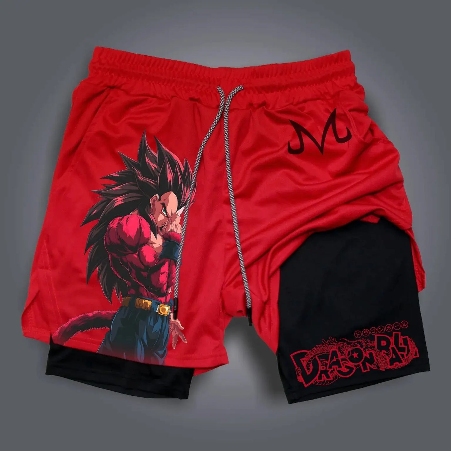 Dragon Ball Z Unisex Casual Anime Streetwear 2-in-1 Shorts Summer Gymnastics Gym Quick Drying Shorts with Drawstring Pocket