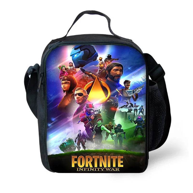 F-FortniteS isolierte Kindertasche mit großem Fassungsvermögen für Jungen, angesagtes Spiel, Mädchen, Schüler, Outdoor-Picknick, wiederverwendbare Thermo-Kühltasche für das Mittagessen