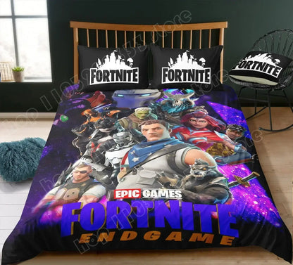 Juego de cama Fortnite con funda nórdica de 3 piezas, diseño 3D, ropa de cama para dormitorio, gaming, anime y dibujos animados, funda de almohada, decoración de habitación, regalo