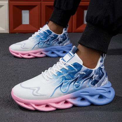 Couple Running Shoes for Men and Women, Lightweight Mesh, Breathable, Comfortable, Flat Soft Tennis Shoes, Summer Lace-up Sneakers for Men
