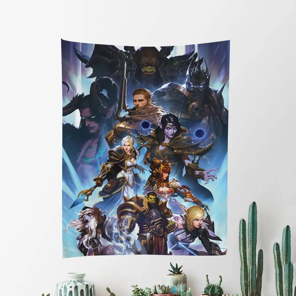 World of Warcraft Hero Colorful Tapestry Wall Hanging Hanging Tarot Hippie Wall Rugs Dorm Wall Art Decor
