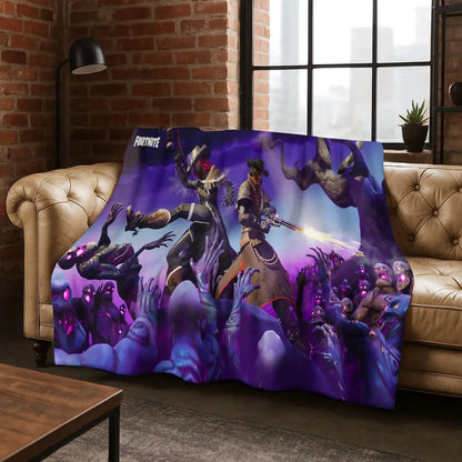 3D F-Fortnite Game Cartoon Flannel Blanket Soft Warm Throw Blanket for Bed Bedroom Room Living Room Travel Camping Kids Gift