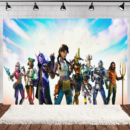 Fortnite Theme Happy Birthday Party Decoration Backdrop Shooting Game Alpaca Llama Supplies Background Baby Shower Kid Gifts