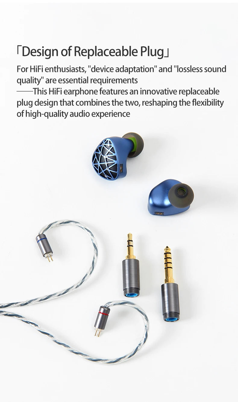 Sound Rhyme SR10 HiFi Earphones 2DD+4BA Hybrid Wired In-Ear Monitors, High Resolution Music Earphones with Detachable Cable, 2.5mm 3.5mm 4.4mm Plug