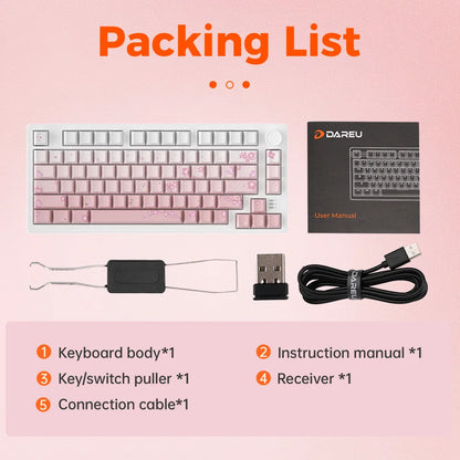 DAREU Tri-mode Gasket Mechanical Keyboard N-Key Rollover Anti-ghosting RGB Backlight Dream switch with Multi Media Button