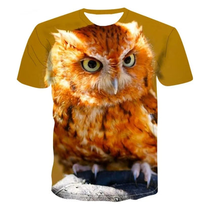 3D Printed Cool Wolf Owl T Shirt For Men Funny Animal Pattern Short-Sleeved Tees Harajuku Streetwear Tops O-Neck T-Shirt Clothes