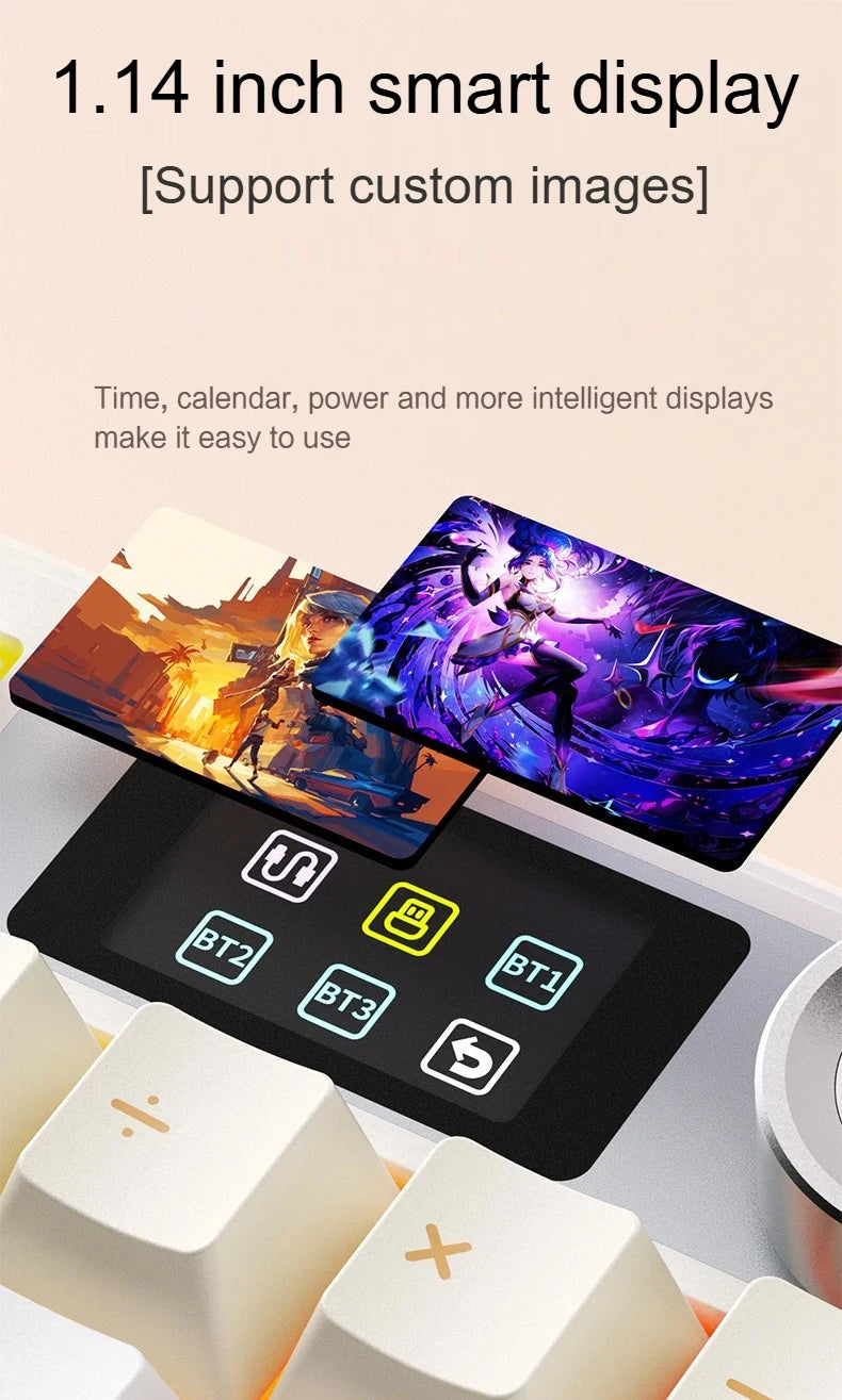 AULA F108 PRO Mechanical Keyboard Custom 100% Layout RGB Backlight Wireless Bluetooth Hifi Switch Gaming Keyboard
