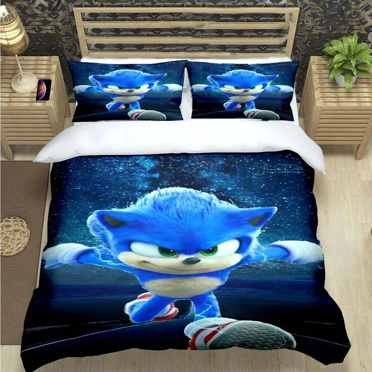 Fashion Cartoon Character Print Bedding Set Sonic Duvet Cover Comforter Bed Youth Kids Girls Boys Luxury Birthday Gift