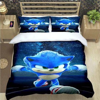 Fashion Cartoon Character Print Bedding Set Sonic Duvet Cover Comforter Bed Youth Kids Girls Boys Luxury Birthday Gift