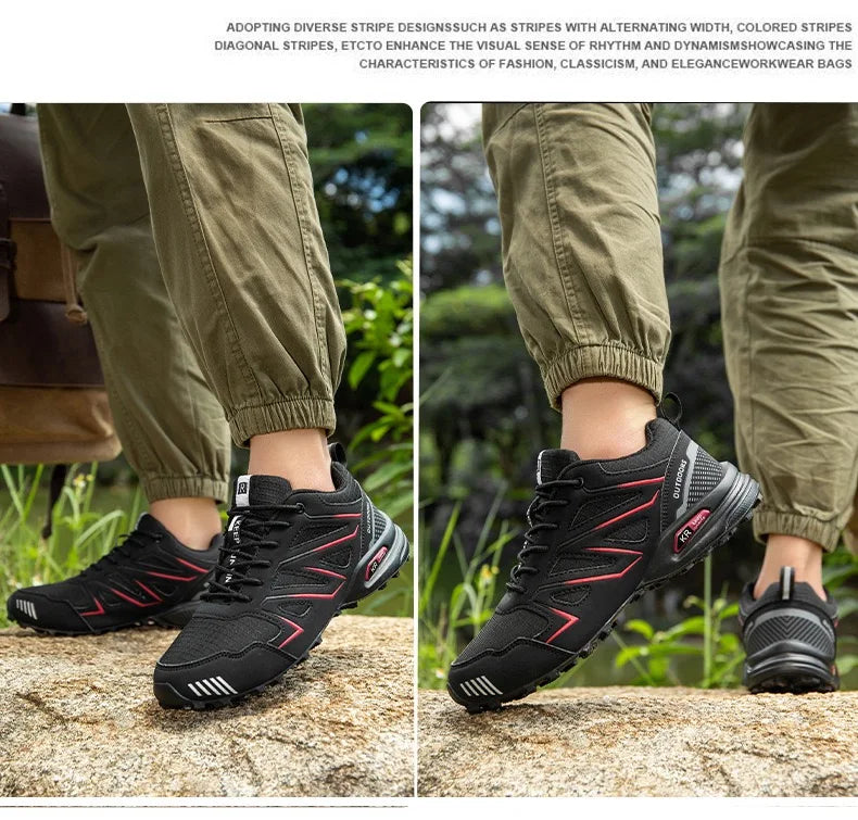 2025 New Men Hiking Shoes Outdoor Waterproof Sports Shoes Comfortable Leather Hiking Training Boots Large Size Tactical Shoe Men