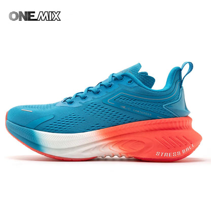 ONEMIX Nieuwe stijl herenhardloopschoenen voor herfst en winter, voor buiten, met demping, ademend, lichtgewicht en elastische sportschoenen