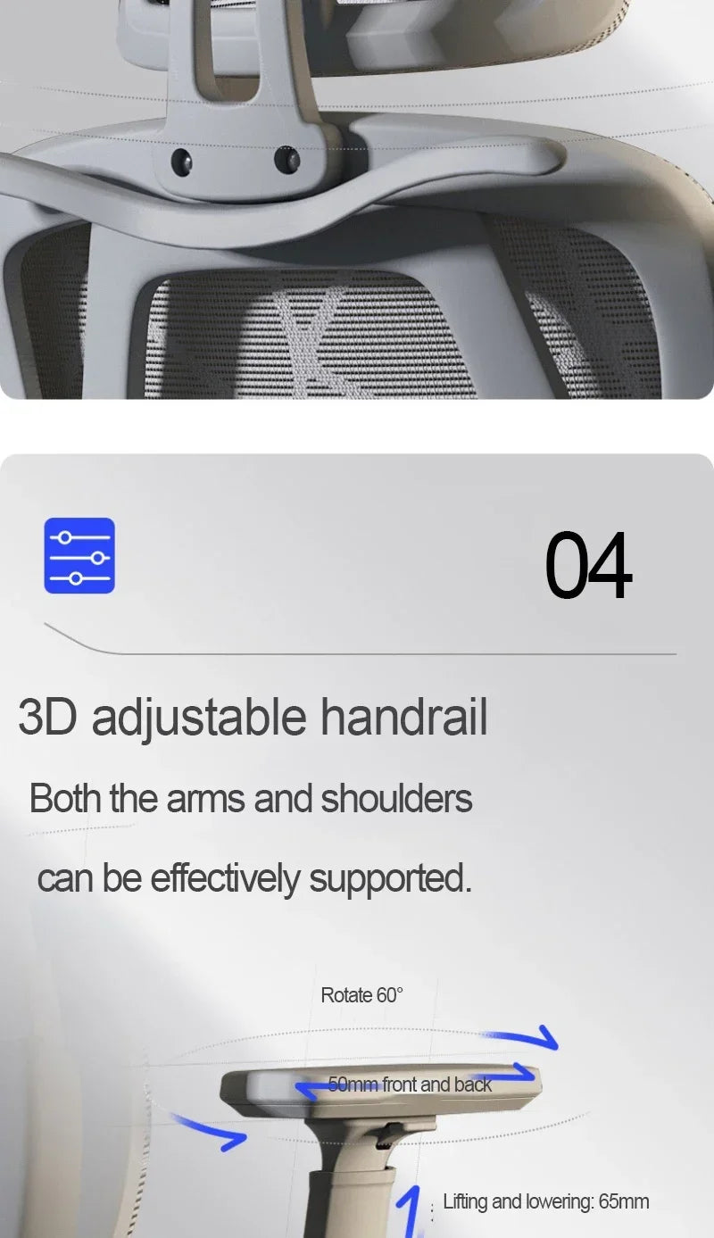 Ergonomic Gaming Chair with Adjustable Footrest, Reclining Office Chair, Posture Support Computer Chair with 2D/3D Armrests for Home Office