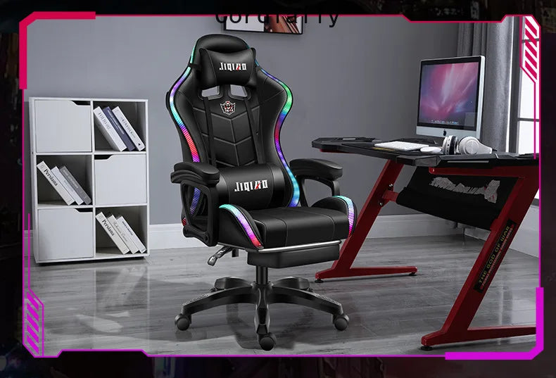 RGB Gaming Chair Ergonomic Computer Chair with Massage Function, Reclining Office Chair, Swivel Gamer Chair with Adjustable Height and Armrests