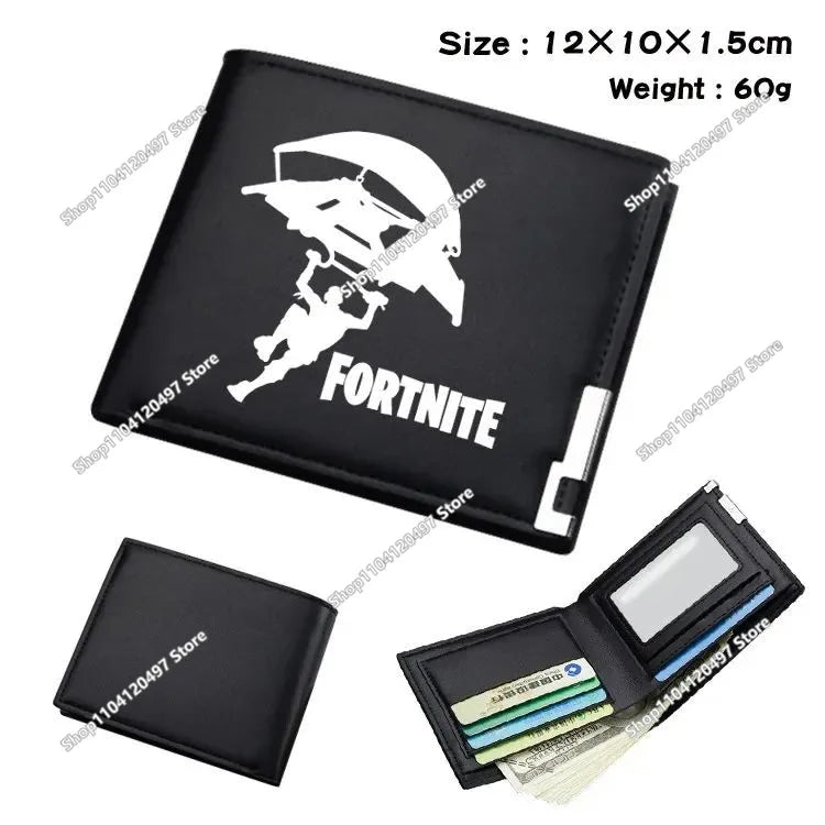 Fortnite Wallets for Kids Anime Fortnite Wallet Cartoon Card Holder Bag Leather Short Purse Fashion Folded Purses Boys Gift