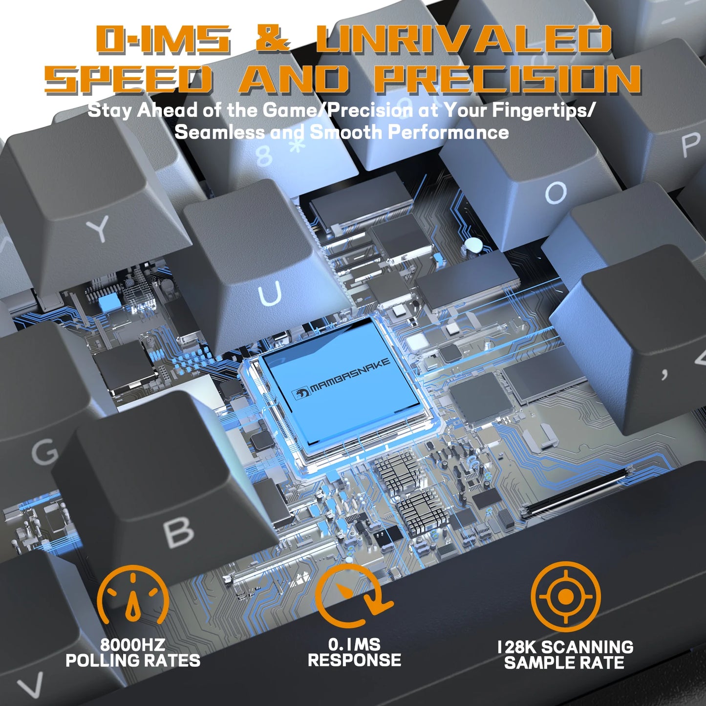 ATTACK SHARK x MAMBASNAKE X60 HE 8K Rapid Trigger Keyboard Magnetic Switch, Tri-Mode Connection, 0.01mm Rapid Trigger Accuracy