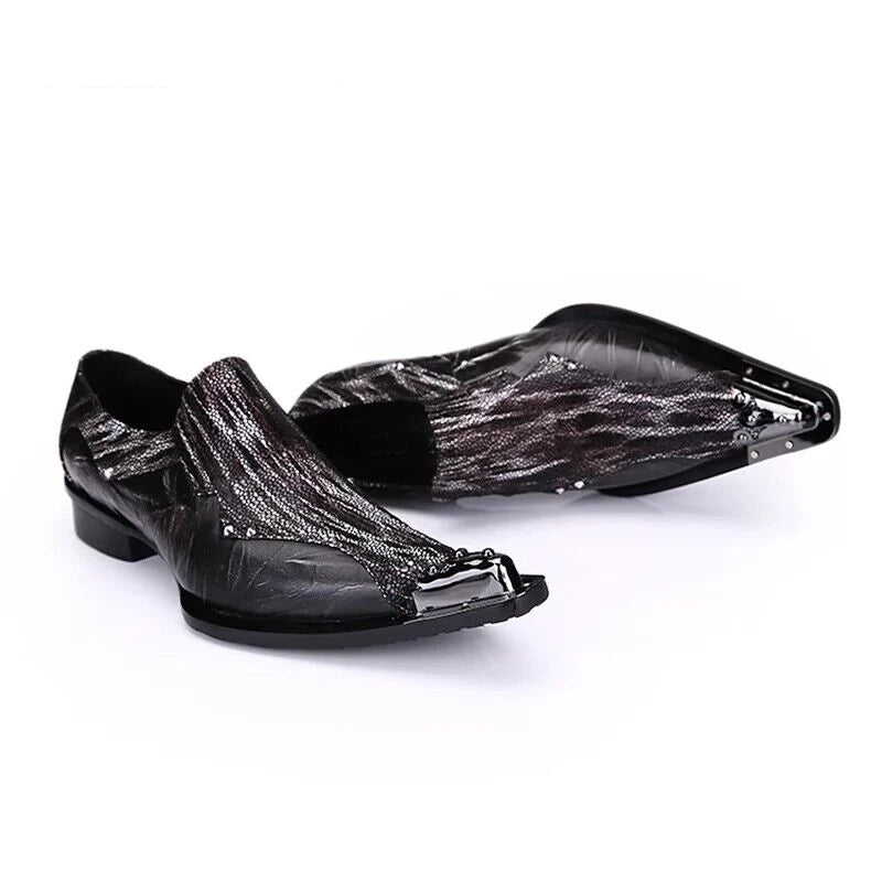 Men's Luxury White Gold Metal Toe Oxford Elegant Loafers Slip-On Dress Shoes Formal Wedding Party PU Leather Shoes Size 38-46