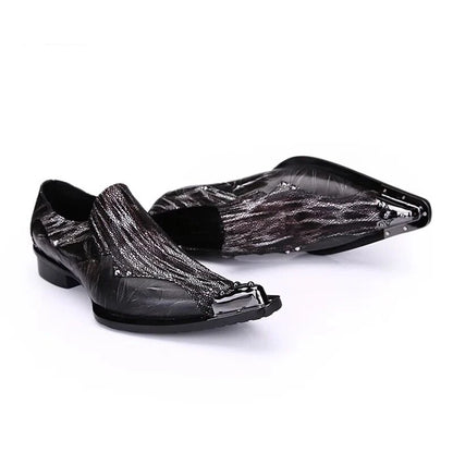 Men's Luxury White Gold Metal Toe Oxford Elegant Loafers Slip-On Dress Shoes Formal Wedding Party PU Leather Shoes Size 38-46