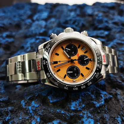 20 Colors dress 39mm Quartz Chronograph Sapphire Crystal Stainless Luminous Men's Watch VK63 Movement Calendar Strap