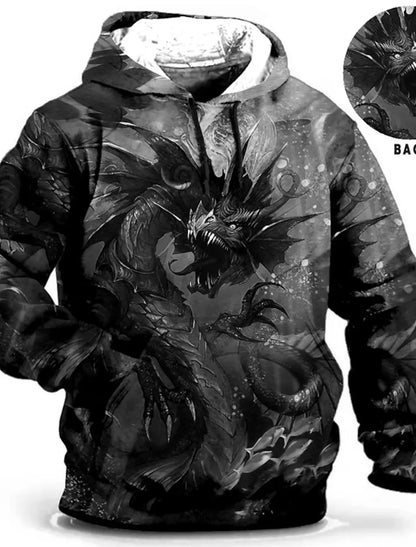 Chinese New Year Dragon Hoodie Men's Graphic Animal Prints Daily Classic Casual 3D Pullover Streetwear Hoodies Long Sleeve Hooded