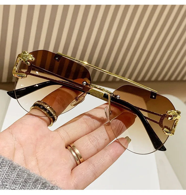 Rimless Women Sunglasses Luxury Designer Vintage Uv400 Men Sun Glasses Lunette Shades De Soleil Femme Gafas De Sol Mujer Lentes