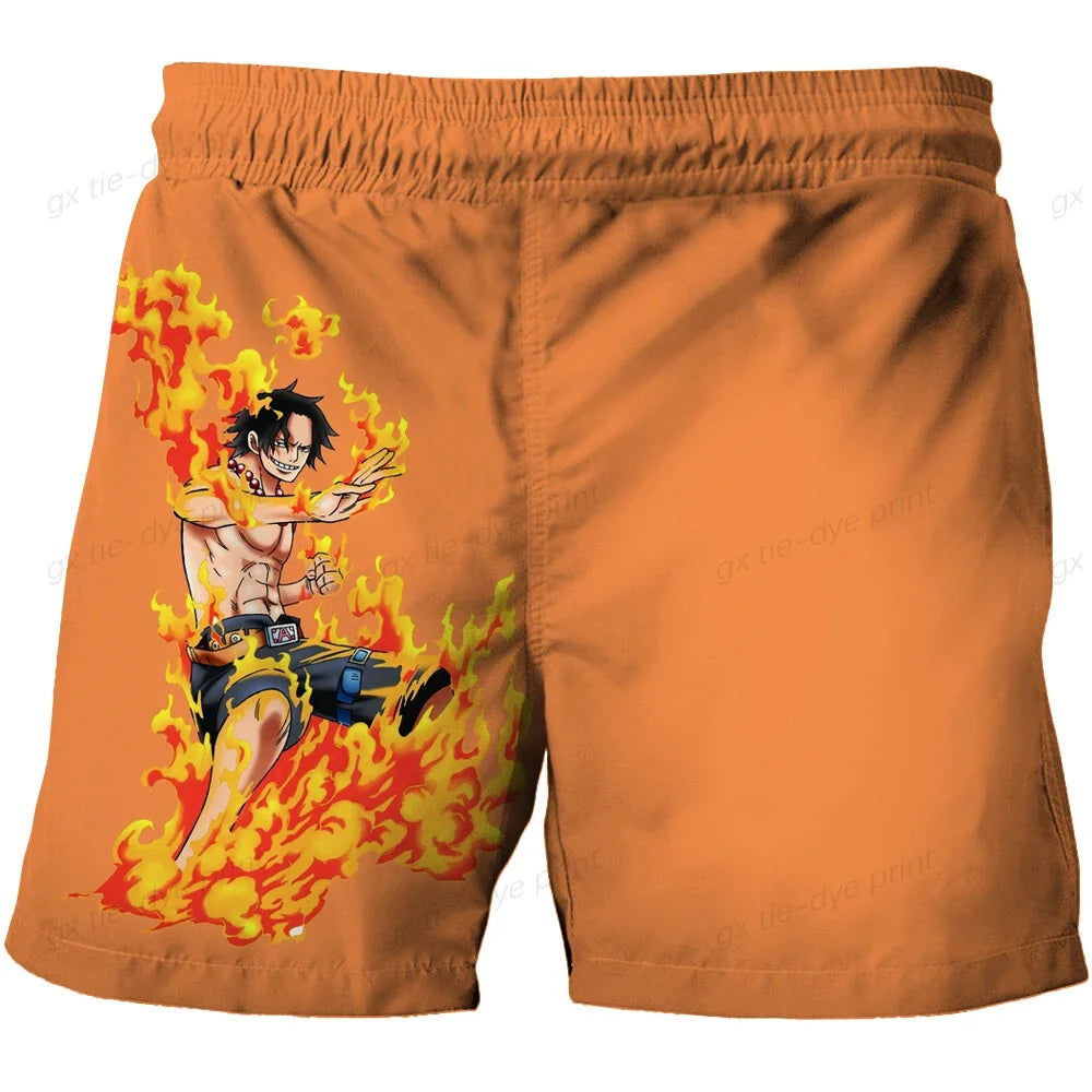 One Piece Harajuku Style Shorts With Hood 2023 Luffy 3D Swimming Shorts Running Tank Top Men Cartoon Shorts Trend Hot Sale