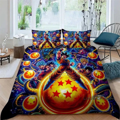 Cartoon/Anime Son Goku Dragon Ball Themed Printed Bedding Set: This soft and comfortable set includes a duvet cover and pillowcase