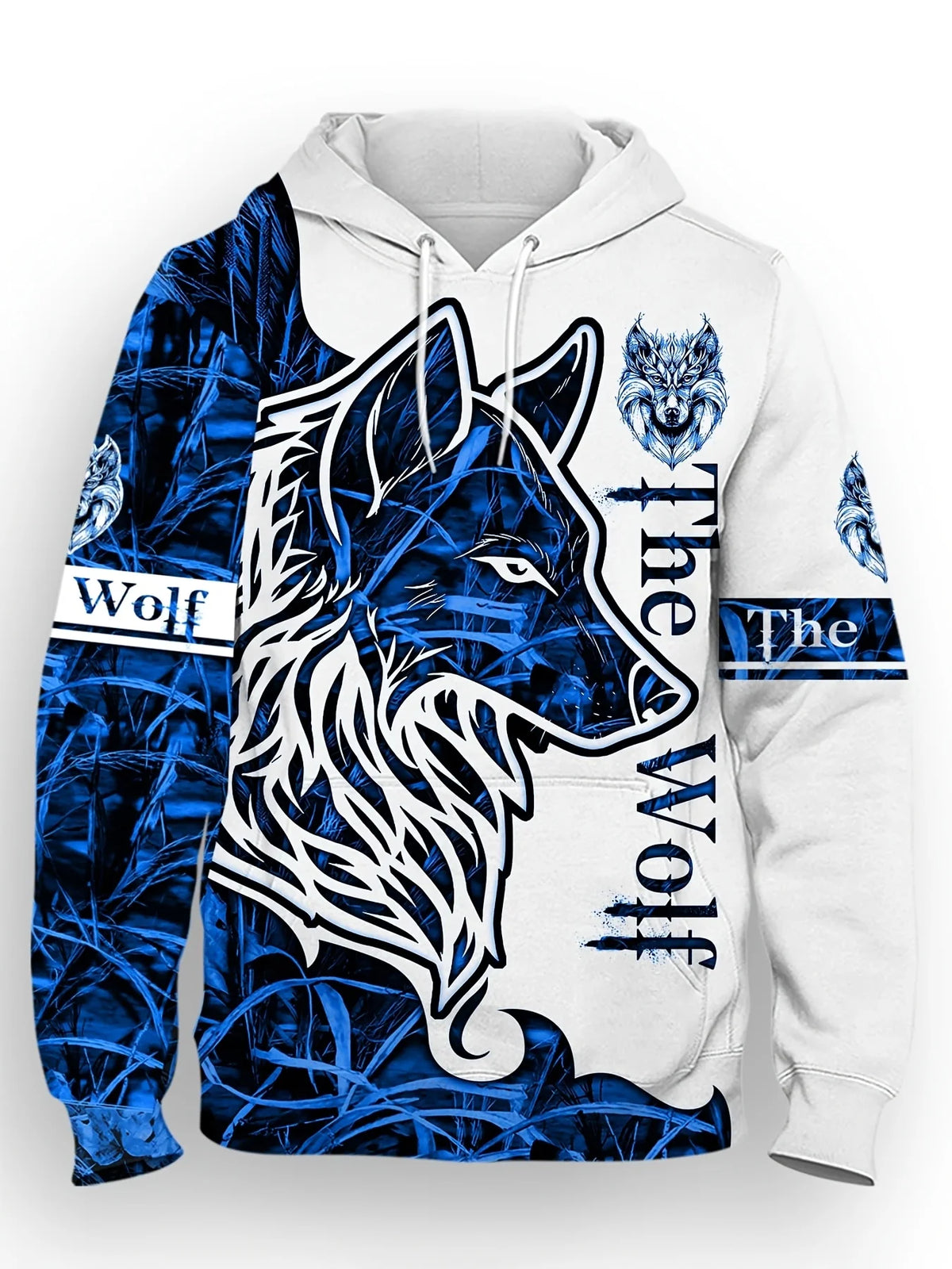 Fashionable men's autumn personalized wolf print soft and comfortable hooded sweatshirt outdoor street style clothing