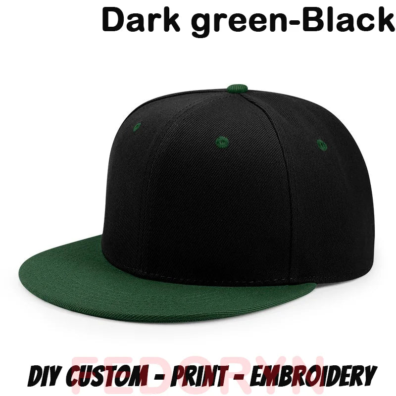 Fedoryn Custom Snapback Caps Splice Color Embroidery Hip Hop Cap for Women and Men DIY LOGO Design Print Hats Unisex Wholesale