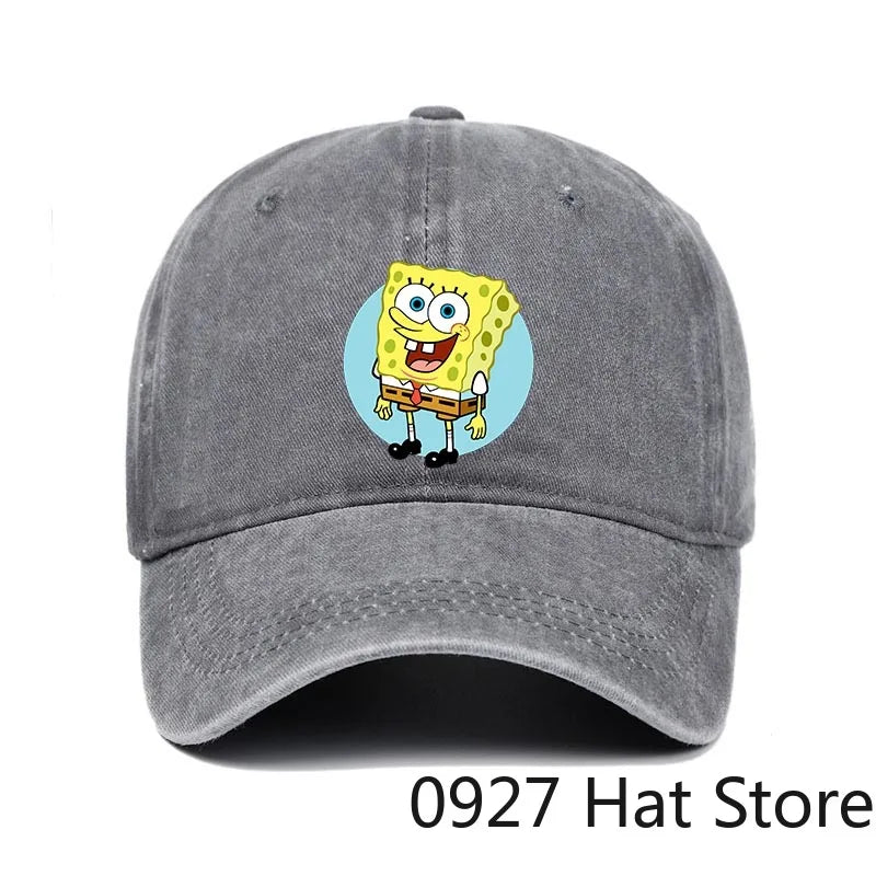 Fashion Cute SpongeBobs Baseball Cap Movie Cartoon Role Adult Men Women Sport Casual Sunshade Adjustable Anime Peaked Mesh Hat