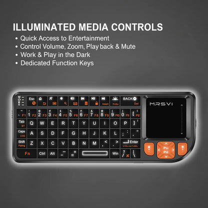 MRSVI Mini-Bluetooth-Tastatur A8 PLUS, beleuchtete 2.4GHz-Wireless-Tastatur mit Touchpad für Android TV Box, Mac, Laptop, Windows