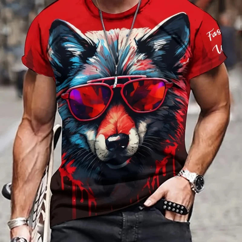 3D Printed Bear Wolf Lion T-Shirt For Men Cool Animal Pattern Tees Fashion Casual Oversize Tops Street Sport O-Neck T Shirts