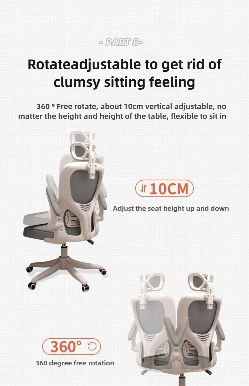 Ergonomic Office Chair with Comfortable Backrest, Computer Desk Chair, Student Study Chair, E-Sports Gaming Chair for Home Office
