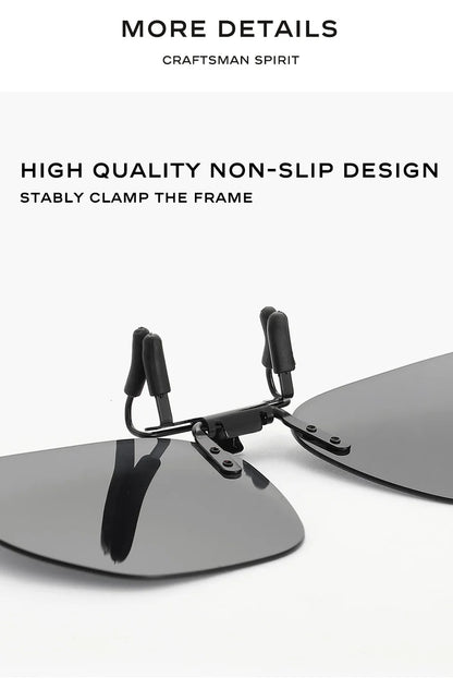 CAPONI New Sunglasses Clip For Men Square Polarized Photochromic Glasses Clip Flipped Up Protect Eyes Light Clip On Frame BS1103