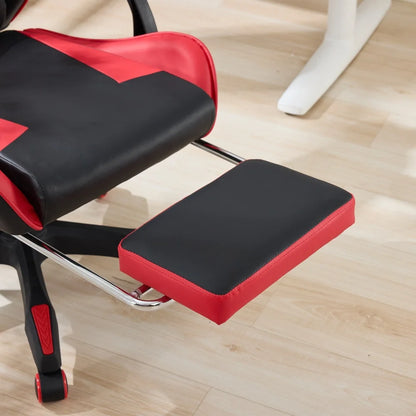 Ergonomic Racing Gaming Chair with Lumbar Support, Massage Function, Footrest, Reclining Leather Gaming Chair for Office & PC Gaming