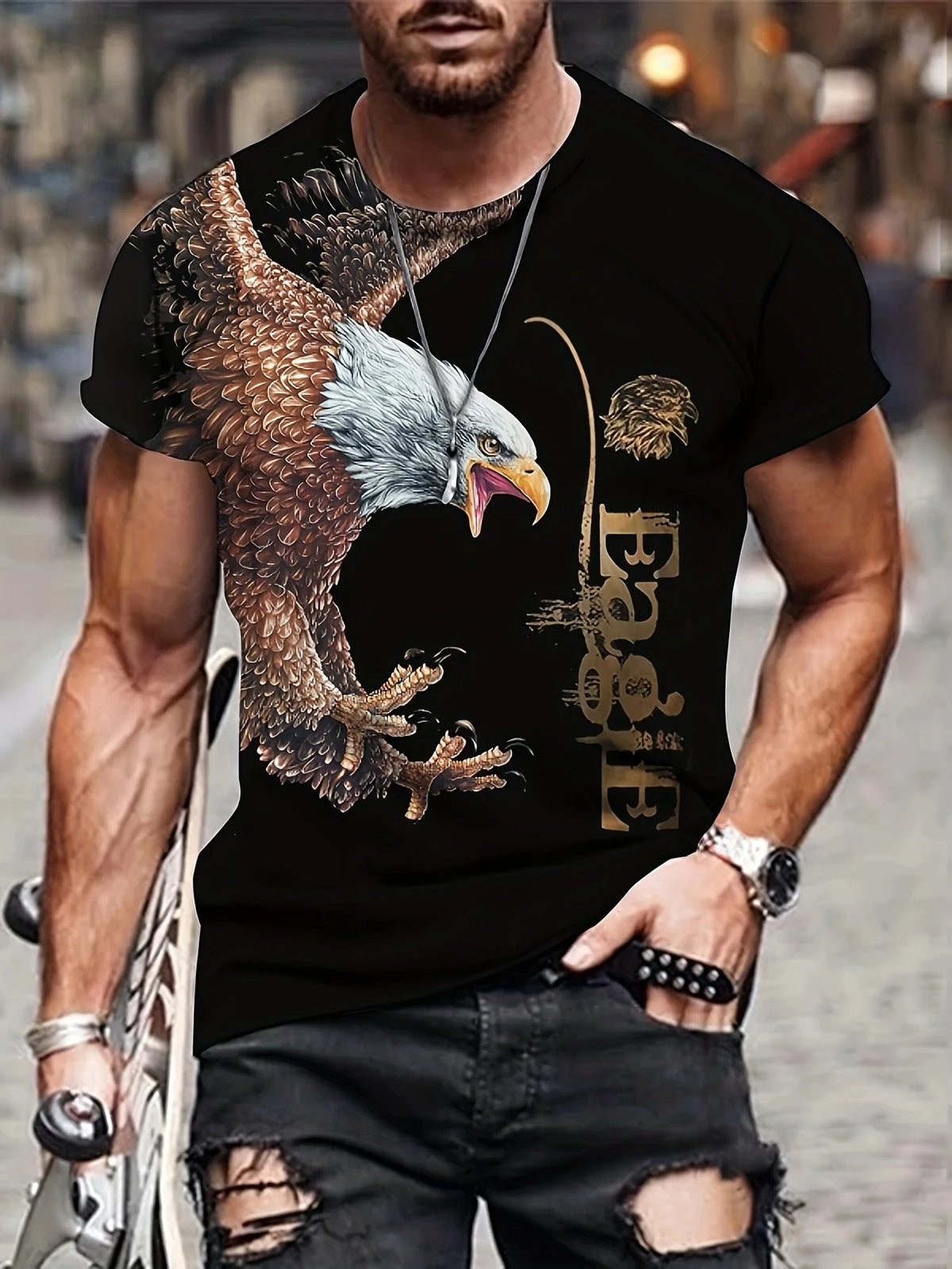 Fashion Eagle T-shirts met print Luxe T-shirt Zomer T-shirts voor heren Casual tops T-shirt met korte mouwen 3D-print Herenkleding