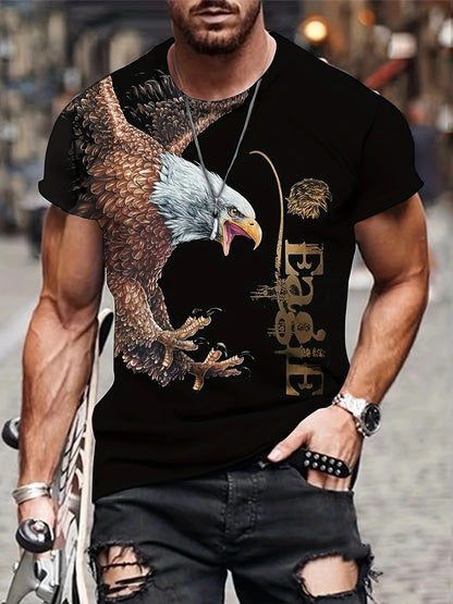 Fashion Eagle T-shirts met print Luxe T-shirt Zomer T-shirts voor heren Casual tops T-shirt met korte mouwen 3D-print Herenkleding