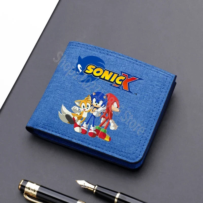 Sonics Mens Purses Men Wallets Cartoon Anime Graphic Print Cute Purse Portable Large Capacity Card Packs Birthday Party Gifts