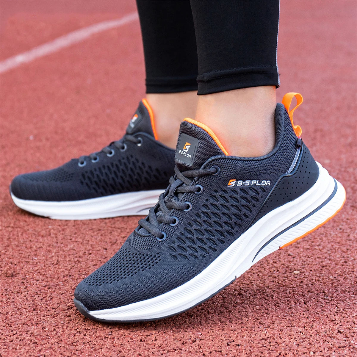 Baasploa Herren-Laufschuhe – Marke: Casual, leichte Designer-Jogging-Schuhe aus Mesh für Herren, atmungsaktive Sport- und Wanderschuhe mit Schnürung