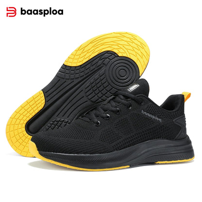 Baasploa Herren-Laufschuhe – Marke: Casual, leichte Designer-Jogging-Schuhe aus Mesh für Herren, atmungsaktive Sport- und Wanderschuhe mit Schnürung