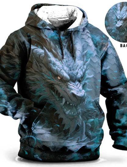Chinese New Year Dragon Hoodie Men's Graphic Animal Prints Daily Classic Casual 3D Pullover Streetwear Hoodies Long Sleeve Hooded