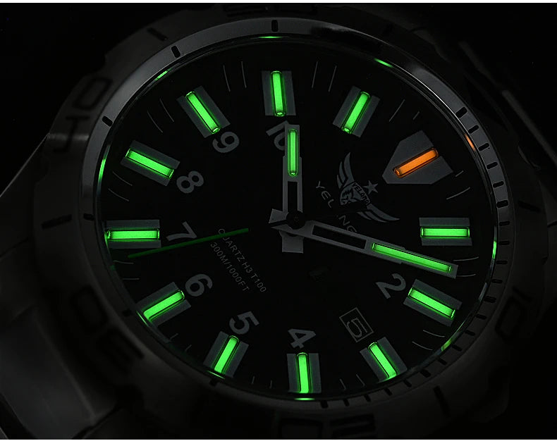 YELANG V1036 42mm Men Quartz Watch Luminous 10 Years Lithium Movement Rotated Dial 30ATM 300m Waterproof Military Style Watches