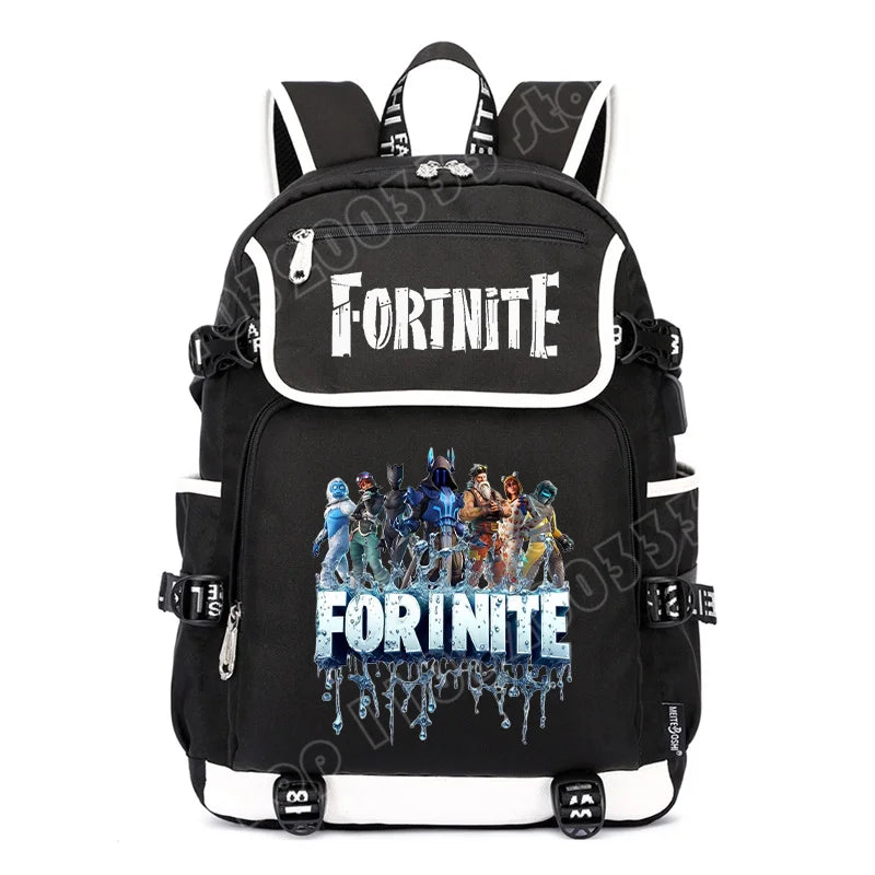 Fortnites раница с голям капацитет, ежедневна чанта за рамо с USB порт, унисекс аниме ученическа раница, нов стилен подарък за канцеларски принадлежности
